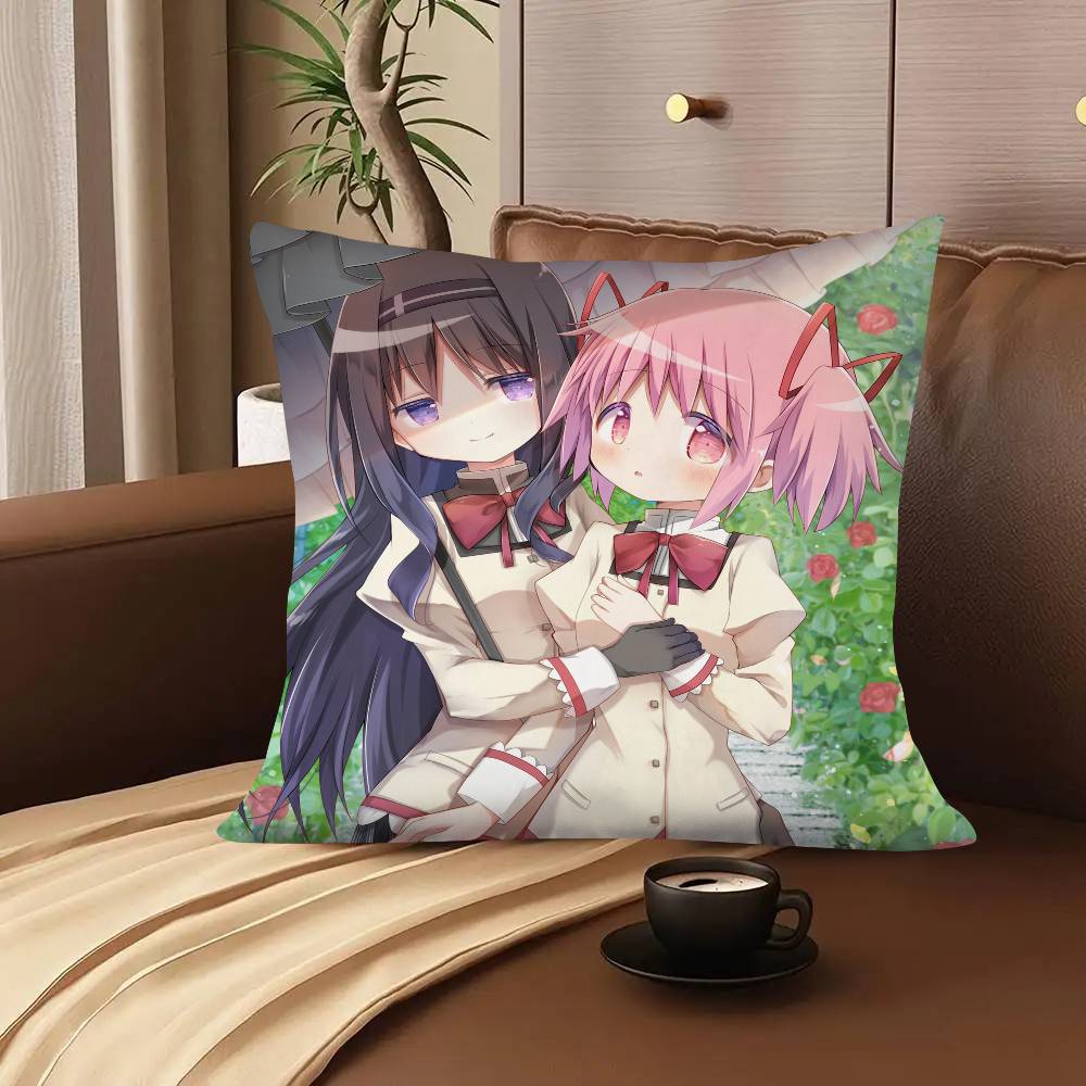 Funny Anime New Puella Magi Madoka Magica Pillow Case Fashion Square Pillowcase Bedroom Sofa Room Ins Decoration Leisure Cushion