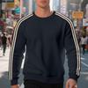 Loose Thin Seven Stripes Mens Waffle Crew Neck Casual Sports Breathable Sweatshirt