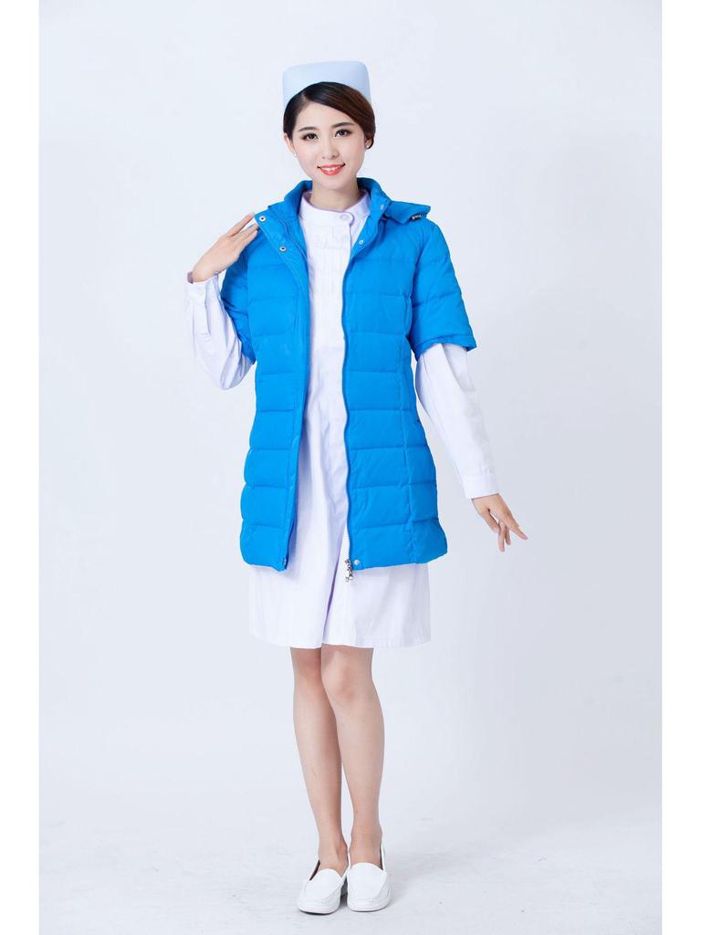 Women's Long Cotton-Padded Emergency Vest for Medical Staff
