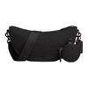 Signature Canvas Crescent Shoulder Bag with Pouch, Black Adjustable Logo Strap Designer Crossbody Bag for Daily & Travel Use CAH95-BLK
