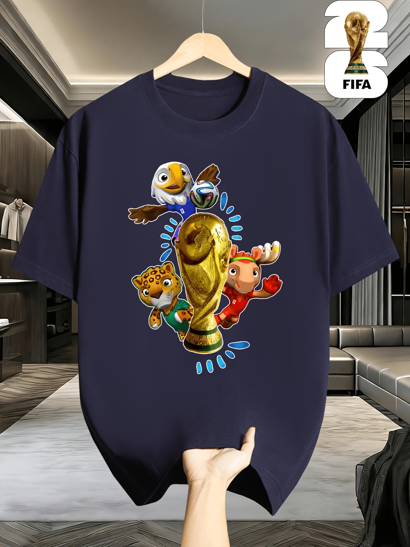 Мужская футболка с круглым вырезом 100% хлопок, универсальная, для повседневной носки и активного отдыха, Кубок США/Канады FIFA 2026 S