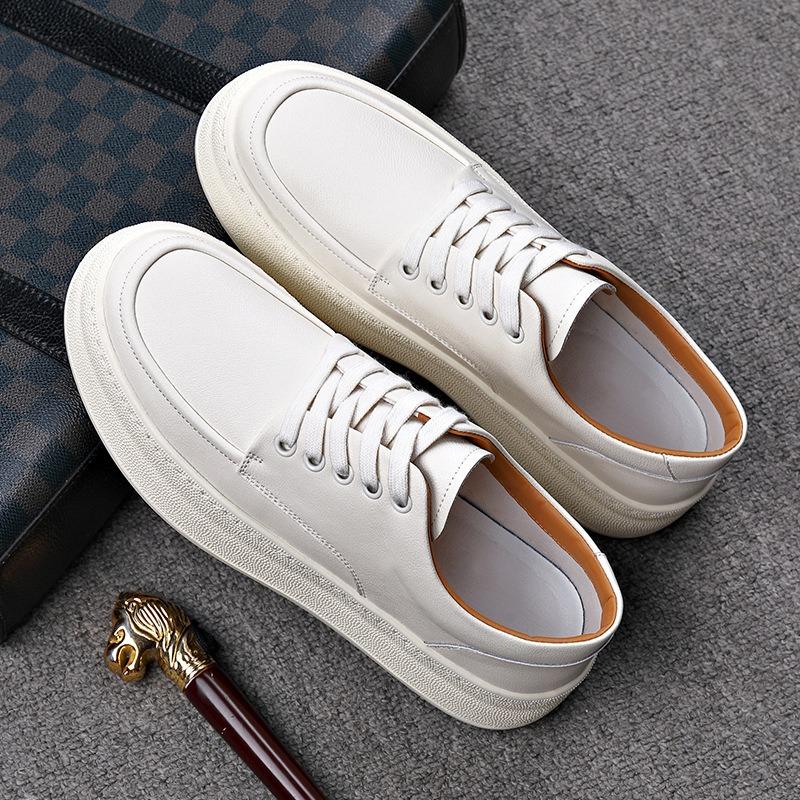 Fashion British Platform Cowhide Loafers for Men Designer Soft-soled Casual Men's Board Shoes Designer Outdoor Fashion Leather Shoe Male