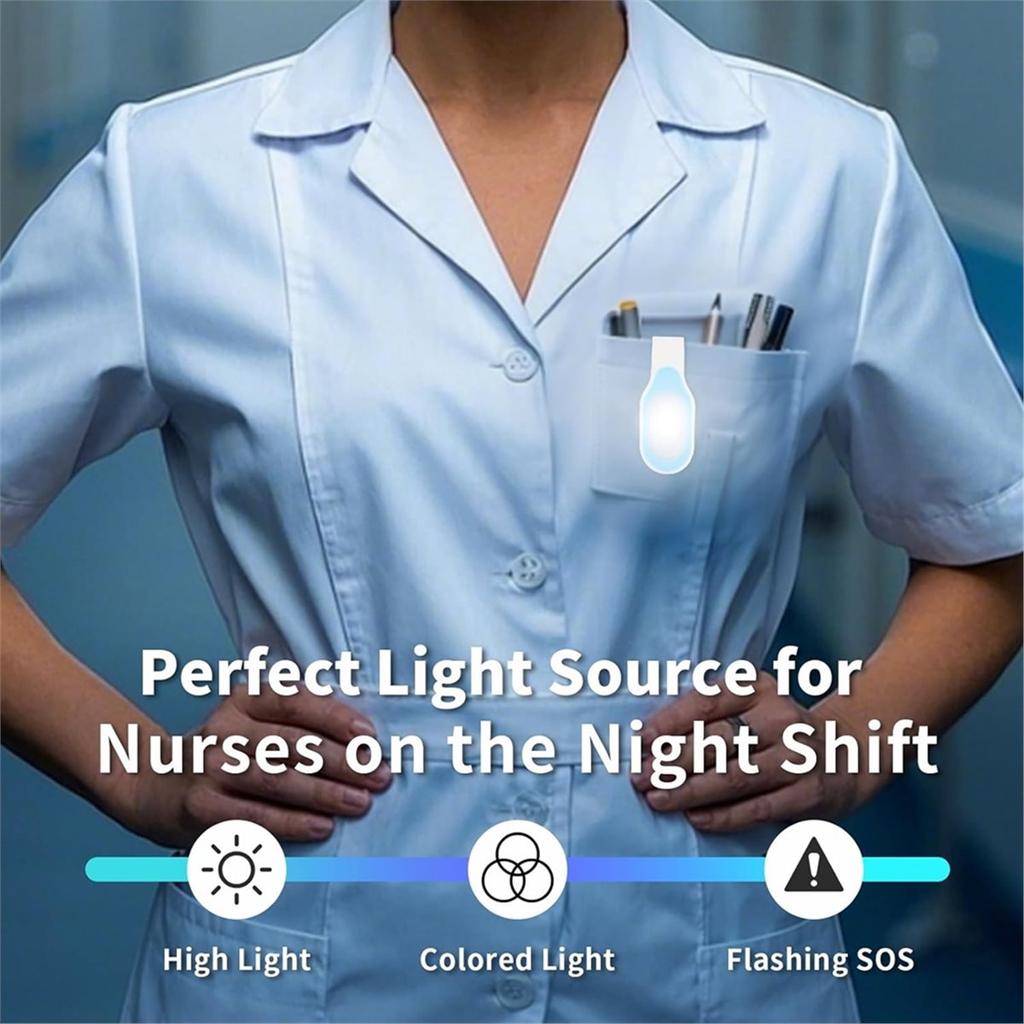 Nurse Light for Night Shift-Clip-on LED Flashlight for Badge Reel, Portable Nursing for Nurses,Healthcare Workers