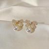 Silver Needle Diamond Bow Earrings Simple and Versatile High-quality Stud Earrings Women's Niche Light Luxury High-end Earrings
