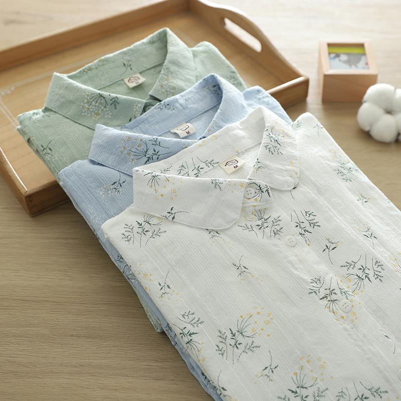 Floral Printed Women's Long Sleeve Shirt Flower Fresh Casual Loose Lady Shirts Clothes Factory