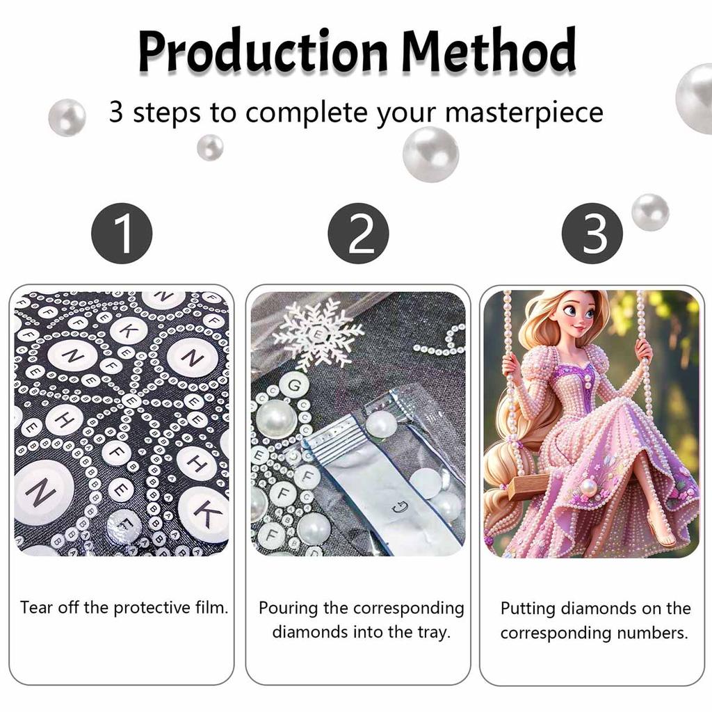 Disney Pearl Painting Rapunzel Pearl Art Painting Wall Suitable for Home Office Decoration Handmade Gifts