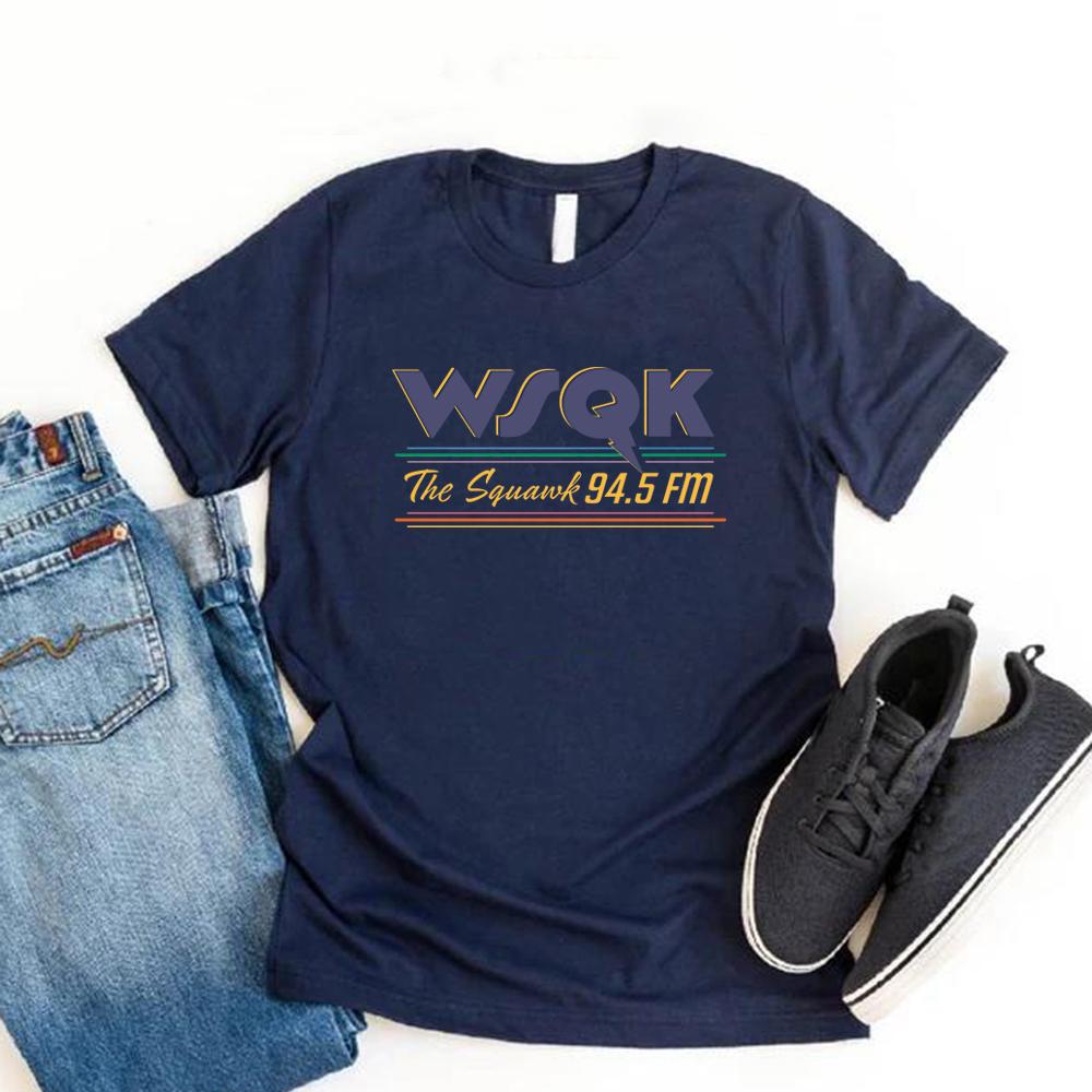 WSQK The Squawk 945 FM Radio T-Shirt Men Women Short Sleeve T-shirts Vintage Graphic T Shirts Retro Streetwear Tops Wsqk Merch XXXL темно-синий 990₽