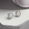 S925 Sterling Silver Pearl Stud Earrings for Women - French Style, High-End Luxury Retro Design, Versatile and Elegant.