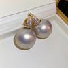 2024 New Elegant White Flower Cluster Pearl Ball Pendant Hoop Earrings Women's Fashion Zircon Party Luxury Accessories Girls