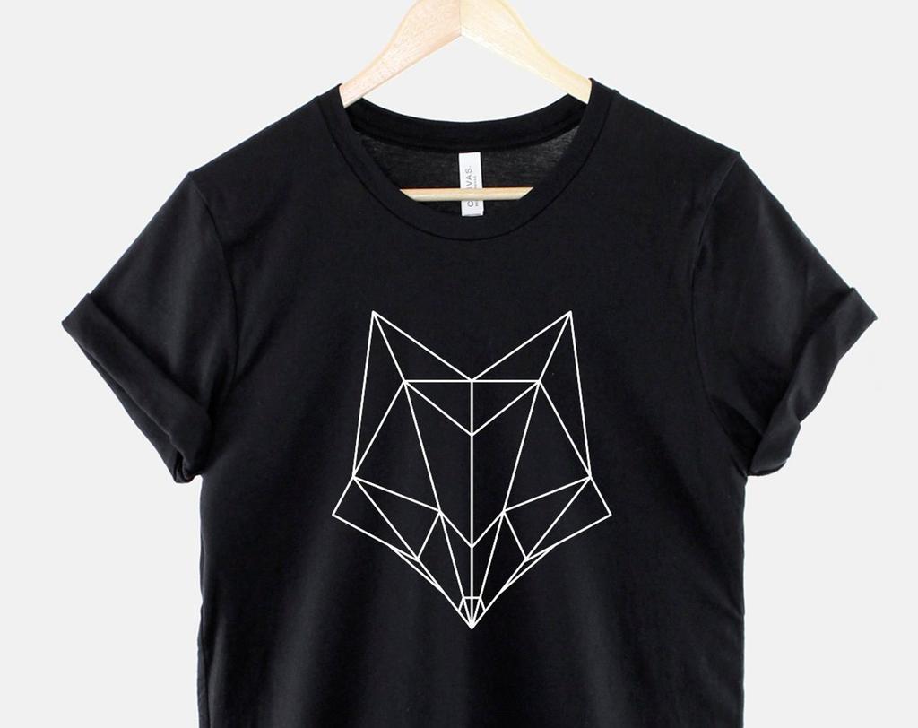 Geometric Fox Shirt Animal Art Tee, Abstract Polygon Design (Unisex XS-6XL, Soft Cotton Fabric)
