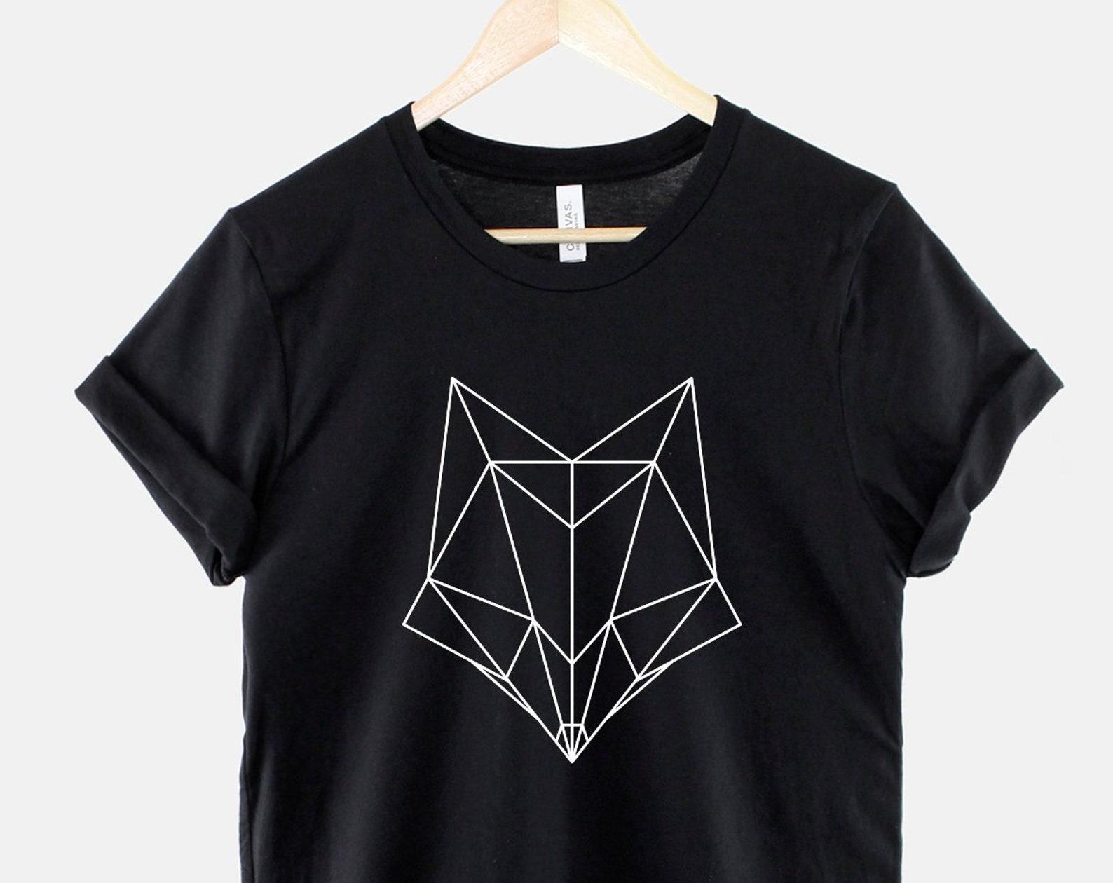 Geometric Fox Shirt Animal Art Tee, Abstract Polygon Design (Unisex XS-6XL, Soft Cotton Fabric) S