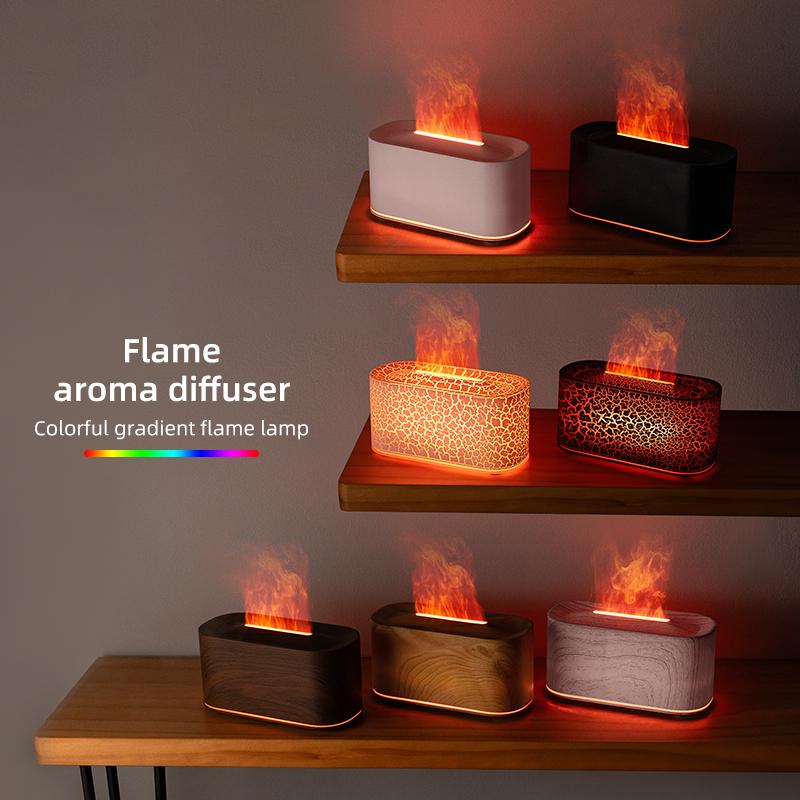 Multi-functional Simulated Flame Aromatherapy Diffuser SALE Essential Oil Diffuser Ultrasonic Air Humidification and Quite