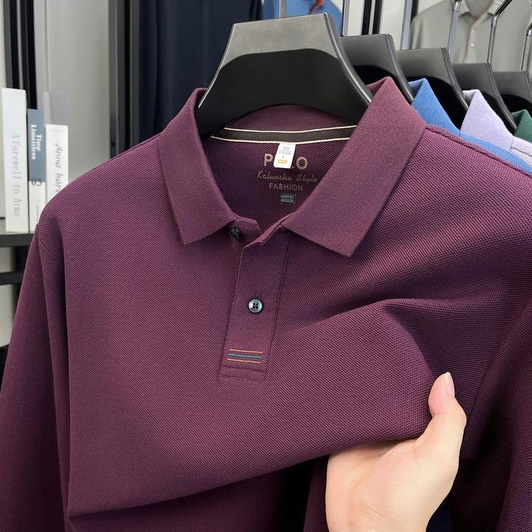 Autumn 100 Pure Cotton Men'S Long-Sleeved T-Shirt Batch Solid Color Simple Business Fashion Polo Shirt
