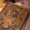 Religious Wooden Carving Icon Archangel Chamuel, Mural Art Figure Living Room Decor