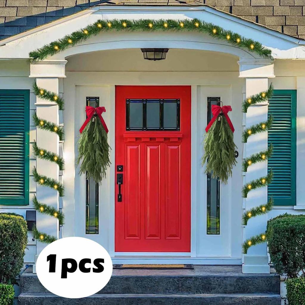 Artificial Christmas Teardrop Swag Decor Winter Wreath Greenery for Window
