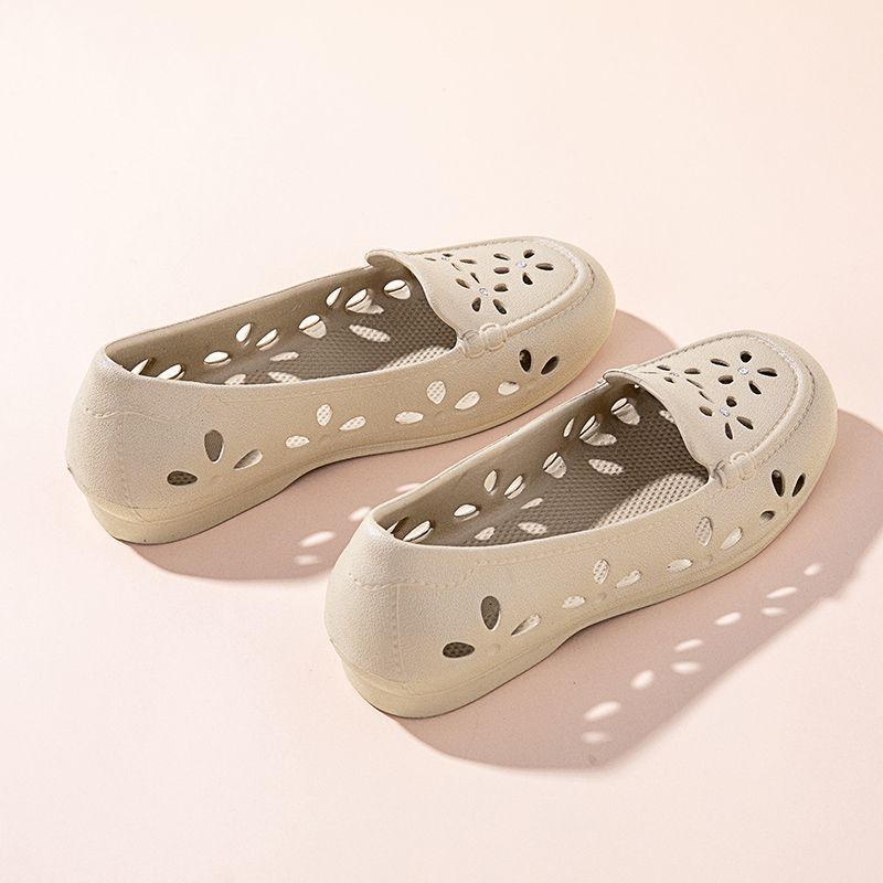 Breathable One Foot Perforated Women's Summer Toe Cap Anti Slip Single Shoe Mesh Sandals
