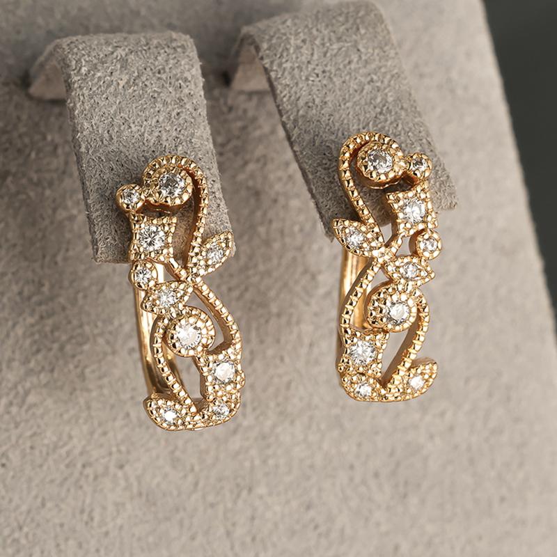 

Элегантные белые циркониевые серьги-подвески в форме листа для женщин, полые серьги-кольца золотого цвета, модные ювелирные изделия, рождественский подарок золотой