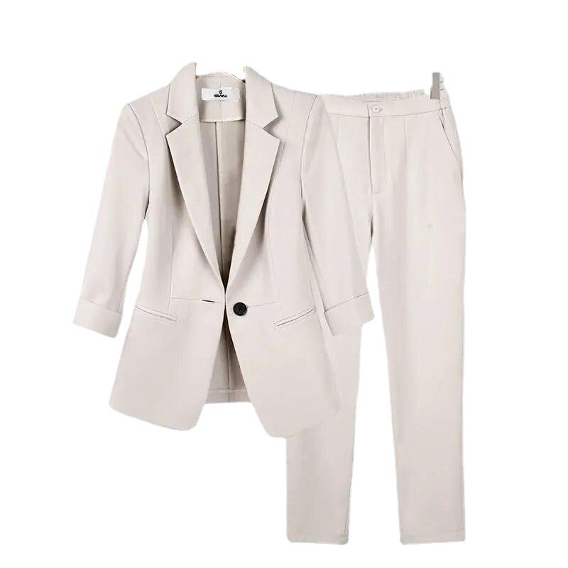 

Весенне-летний женский комплект курток, пальто, повседневные широкие брюки, тонкий офисный деловой костюм из двух предметов