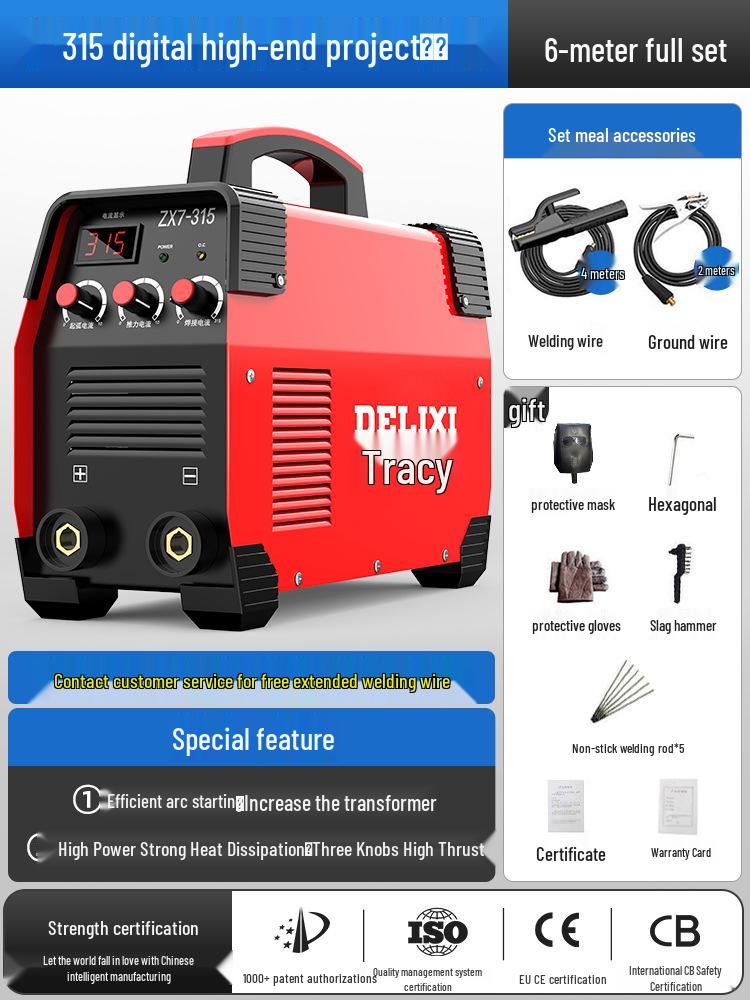 Delixi 315/400 Industrial Welder, Dual Voltage 220V/380V, Small All-Copper Automatic for Household & Industrial Use