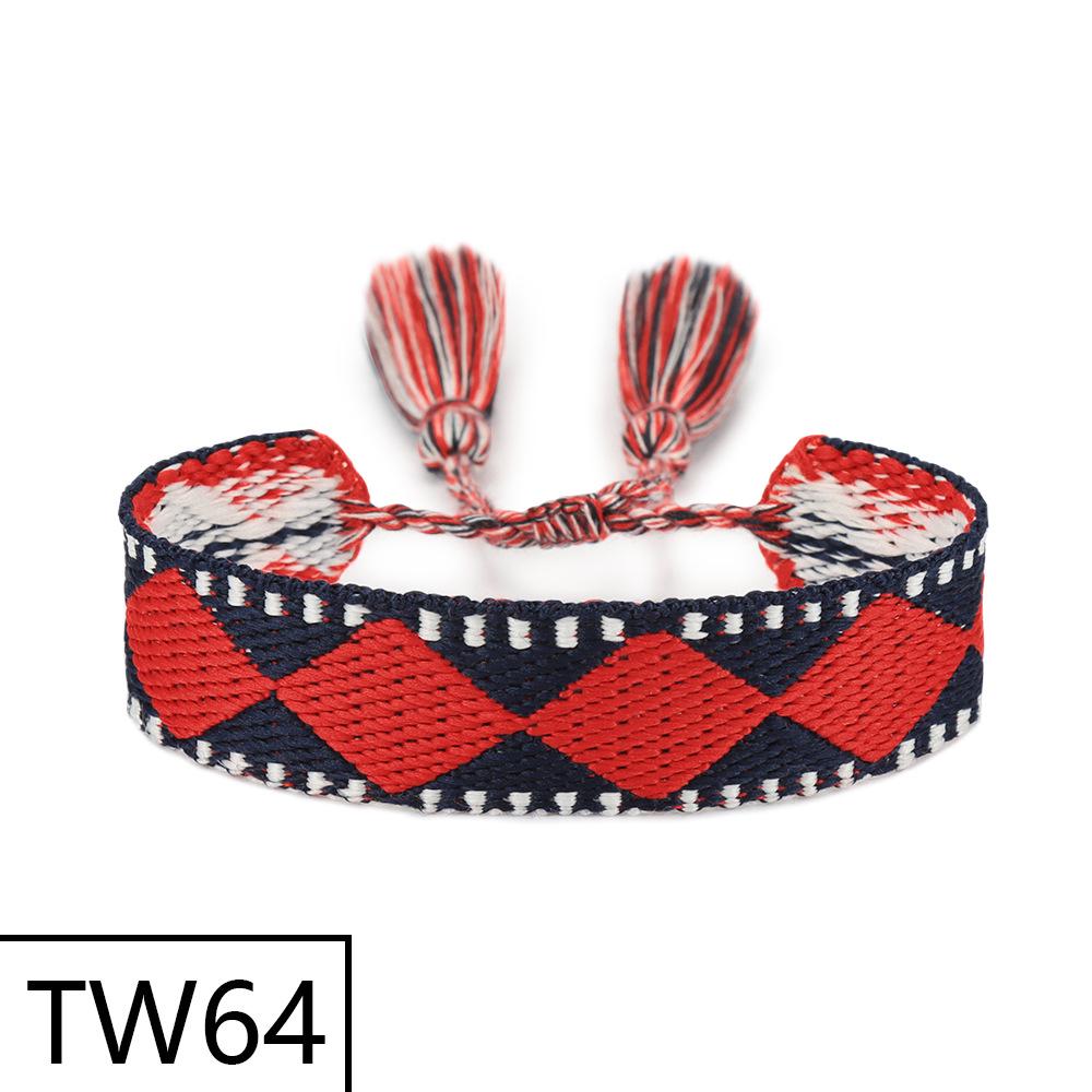 Customizable Handmade Bohemian Tassel Bracelet with Embroidered Logo - European & American Ethnic Friendship Style