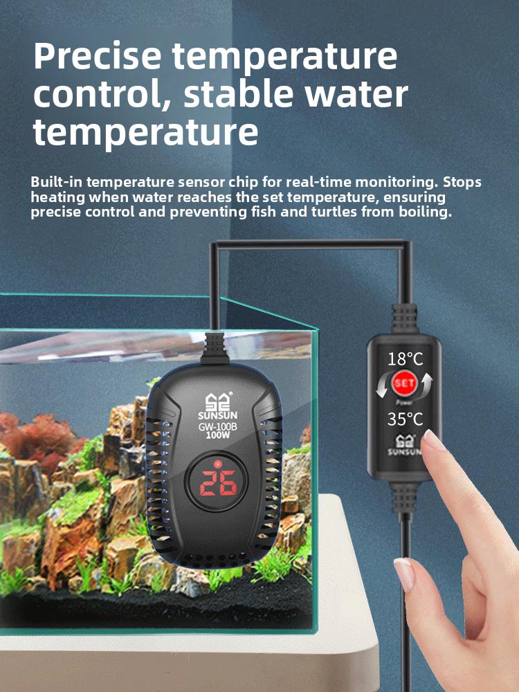 Automatic Constant Temperature Turtle Heater Tube Low Water Level Fish Tank Heating Stick Sunsun Quartz Glass Submersible Heater