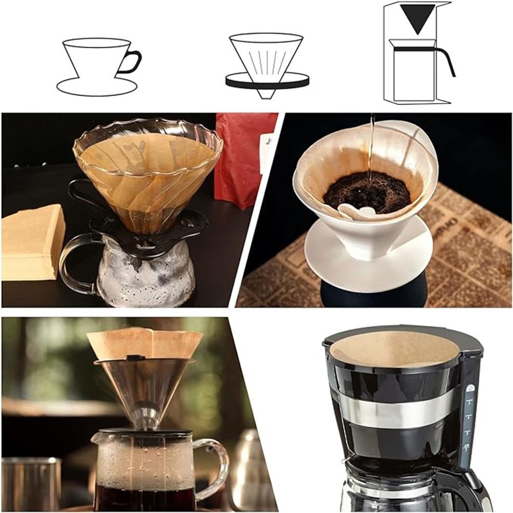 100PCS Coffee Filter Paper V-Shaped Wood Pulp Drip Paper Cone Coffee Strainer Bag Espresso Tea Infuser Accessories