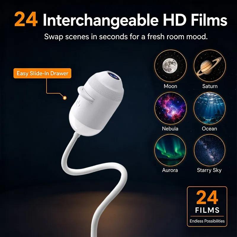 2-in-1 Galaxie Projektor Nachtlicht USB LED Sternenhimmel Lampe 360° Drehung Einstellbare Helligkeit für Schlafzimmer Decke Raum Auto Dekoration