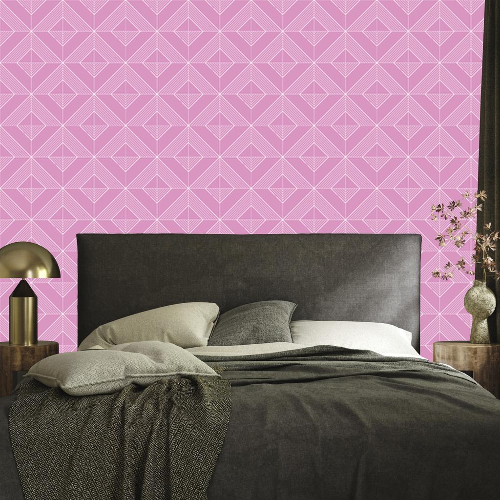 Geometric diamonds wallpaper, powder pink, subtle detail, 50x1000