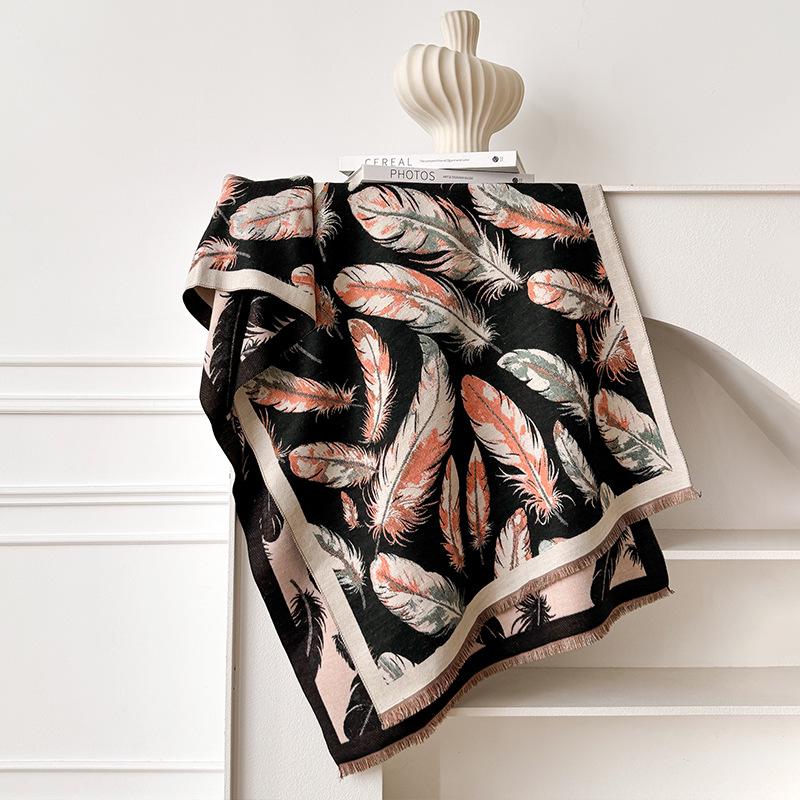 New feather imitation cashmere scarf women's autumn and winter cute versatile thickened warm student dual-purpose shawl scarf