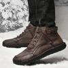 New Men's Outdoor Casual Shoes 2024 High Quality Running Shoes Handmade Leather Sneakers Comfort Breathable Winter Warm Boots