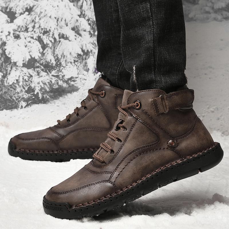 New Men's Outdoor Casual Shoes 2024 High Quality Running Shoes Handmade Leather Sneakers Comfort Breathable Winter Warm Boots