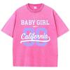 Street Womens Acid Wash T-Shirts 90 California Letter Printing Tees Oversize Crewneck Cotton Short Sleeve Summer Clothes
