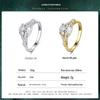 Sterling Silver Platinum-Gold Electroplated Ring with Inlaid Zircon - Fashionable Valentine's Day Gift Jewelry.