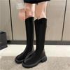 Qiao Feifei V-mouth long boots for women 2025 autumn and winter brown thick-soled high boots Knight boots Children increase height and look thinner