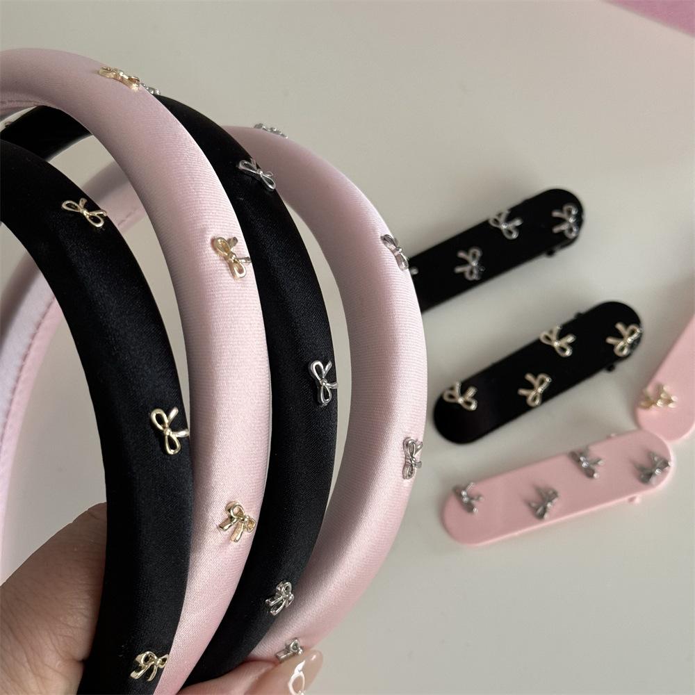Sweet solid color bow headband Korean high cranial top pressure headband simple and versatile new hair accessories wholesale