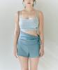 Foriz [Top][Daisy_Winter Sky] Daily Low-Back Ribbed Bra Top