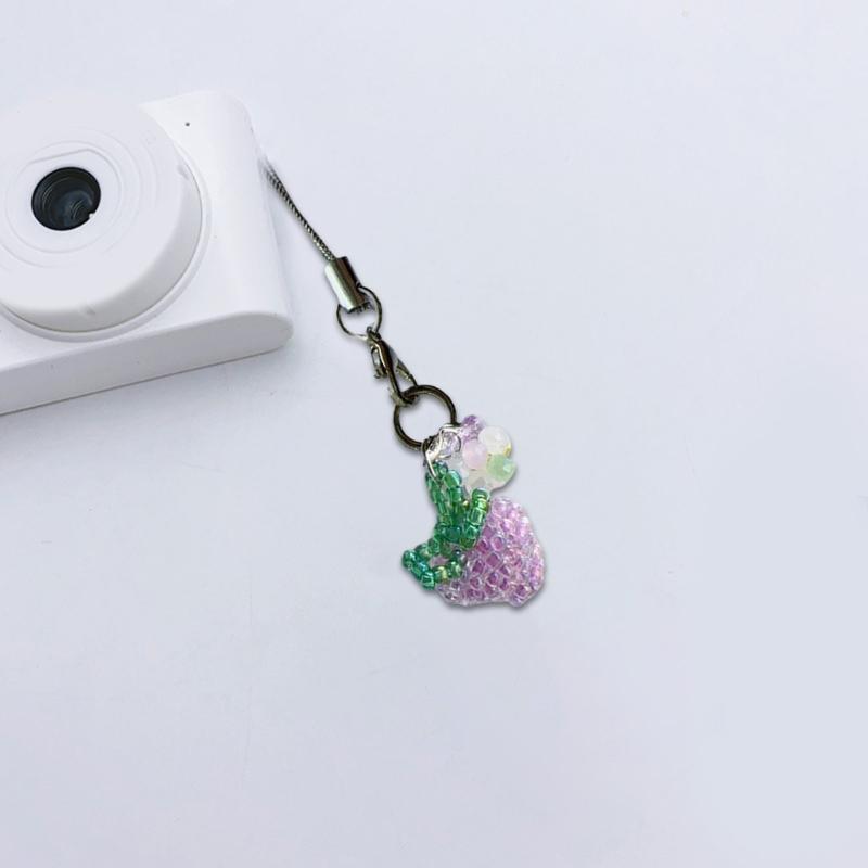 Grape Beaded Phone Chain Adds Personality to Your Device Colorful Phone Lanyard Handmade Bead Arrangement for Daily