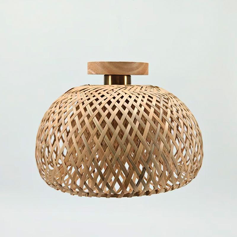 Living Room Bamboo Ceiling Lights Handcrafted Fixture Natural Woven Lampshade Ceiling Lamps for Kitchen Bedroom