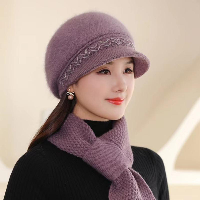 Hat Women's Autumn and Winter New Velvet Warm Windproof Ear Protection Knitted Wool Hat Cold Scarf Hat
