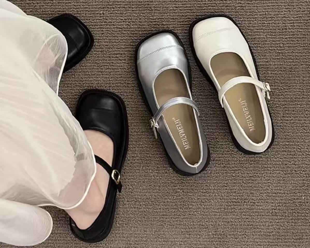 

Brown Japanese Mary Jane Small Leather Shoes Women s Small Fragrant Wind Soft Bottom Shallow Mouth One-word Belt Single Shoes Mary Jane Shoes 40 серебряный