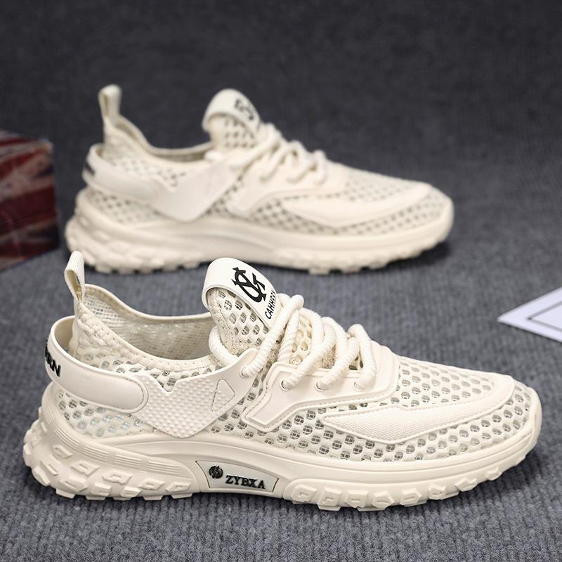 

2025 нове чоловіче літнє взуття для ходьби по струмку з порожнистою сіткою, модне чоловіче взуття з великою сіткою, що дихає 44