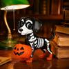 Halloween Shelf Decor Ghost Figurine, Cute Reading Statue, Ornament with Party Table Centerpiece Pumpkin Bucket, Skeleton Puppy Tabletop for