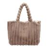 Plysj Skulderveske Dame Fuzzy Tote Fluffy Håndveske Ensfarget Furry Lommebok Vintergave