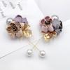 Cloth Art Fabric Flower Brooch Pin Long Needle Pins Cardigan Shawl Lapel Pins Fashion Jewelry Gifts for Women Accessories