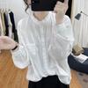 Long Sleeved Shirt for Women Solid Color Retro Loose Shirt Top for Women
