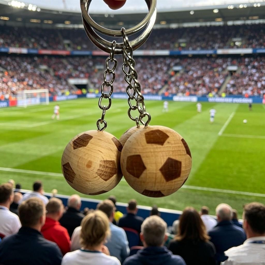 Wooden Soccer Keychain With Creative Design For Gift And Party Favors