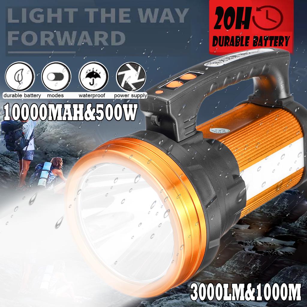 Buy Super Bright 1000M 500W Spotlight Handheld Searchlight Rechargeable