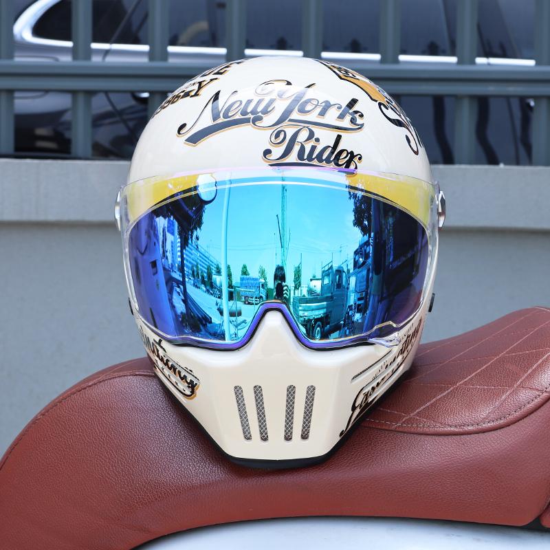 Vintage Full Face Motorcycle Helmet Men Women All Weather DOT Certified ABS Windproof Comfort Liner Motorbike Gear