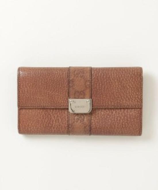 

Used GUCCI Shima Line Long Wallet | Brown Leather Zip-Around Wallet | Women s Luxury Designer Wallet |