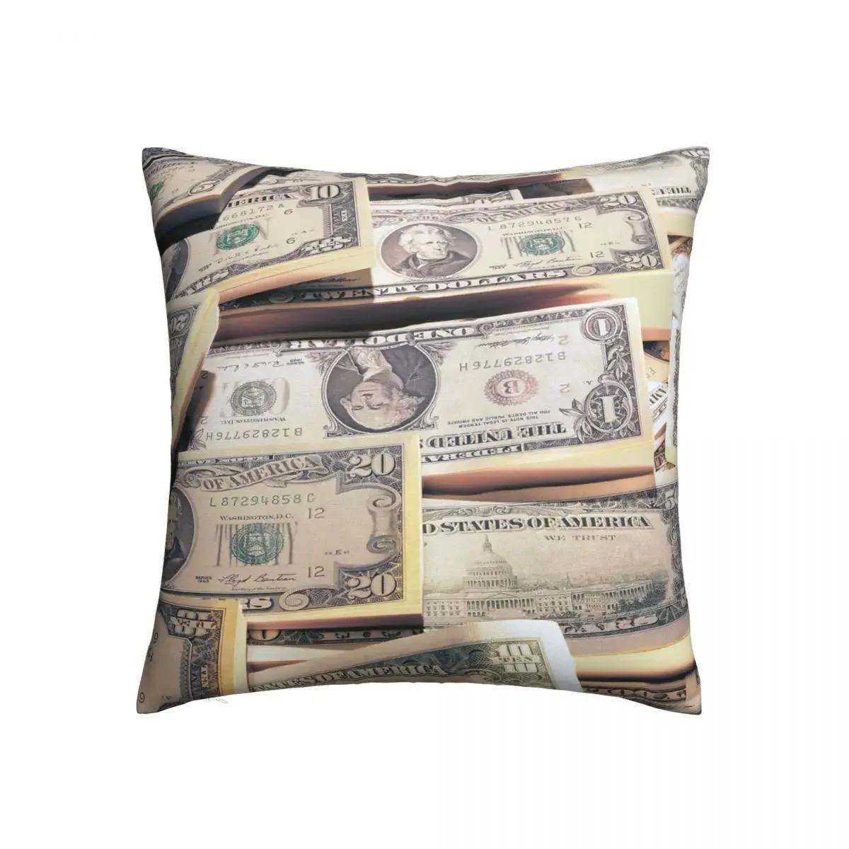 

Vintage Dollars Banknotes Pillowcase Printing Fabric Cushion Cover Decorations Throw Pillow Case Cover Seat Zipper Pink, 66x66cm